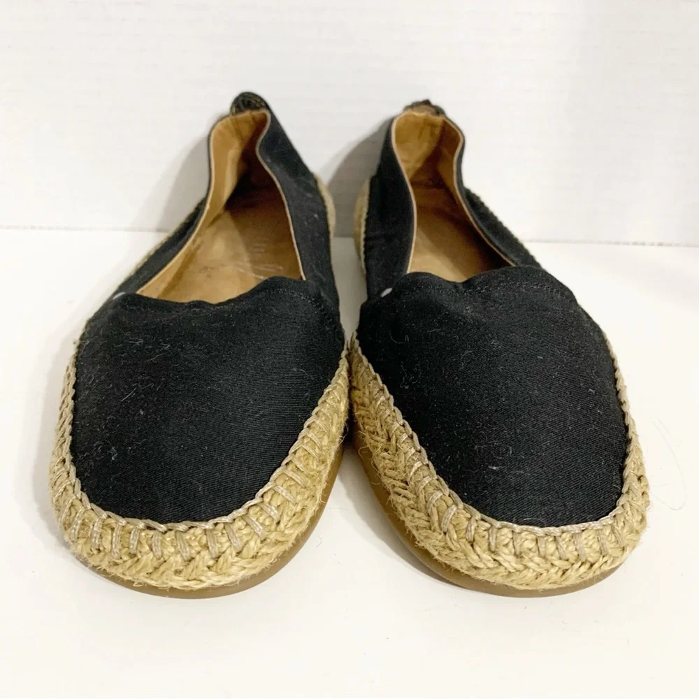 AEROSOLES StitchNTurn Slip-On Canvas Espadrilles Jute Outsole Black / Tan Summer